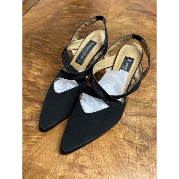 Kenneth Cole Shoes - Vtg 90s Kitten Heels Black 8 Fabric Pointed Toe Fairy Mermaidcore  Party Witchy